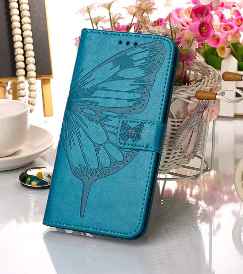 for Samsung Galaxy A51 Case Wallet, Butterfly Floral Embossed, Wrist Strap, Card Holder Slots, Stand Leather Protective Flip Phone Cover (Non 5G V...