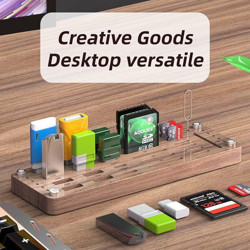 Wooden Memory Card Case TF Cards Box and USB Drive/SD Card Holder Desk,Micro SD Card Case,Memory Card Case, Memory Card Carrying Case -AJSNH01M...