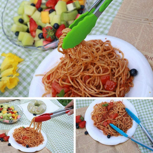 Premium Kitchen Tongs with Silicone Tip,Mini Metal Cooking Tongs 7 Inch Serving Tongs,Non-Stick,Stainless Steel,Heat Resistant Locking Cooking Ton...