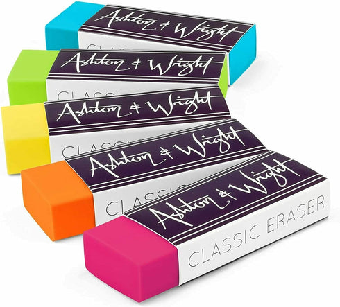 Ashton and Wright - Classic HB Pencils, 15cm Rulers, Erasers, Z-Grip Smooth - Neon Set of 25...