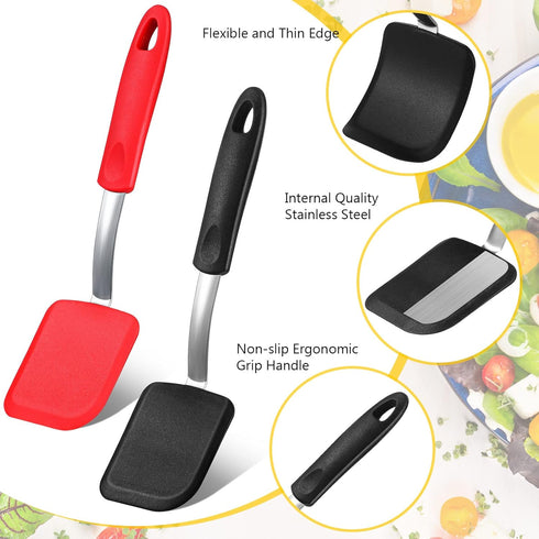 Silicone Cookie Spatula Turner 2 Pack Mini Brownie Spatula Flexible Kitchen Small Silicone Spatulas for Nonstick Cookware Heat Resistant No Scratc...