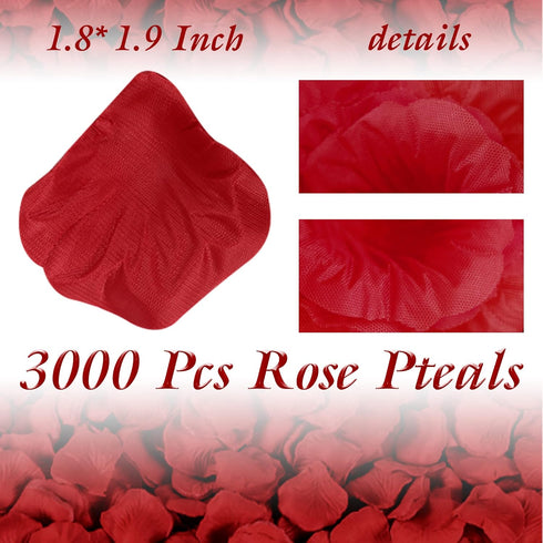Childom 3000 Pcs Silk Rose Petals, Rose Flower Petals Decorations, Fake Rose Petals Roses Artificial Flowers Petals for Wedding, Valentines, Roman...