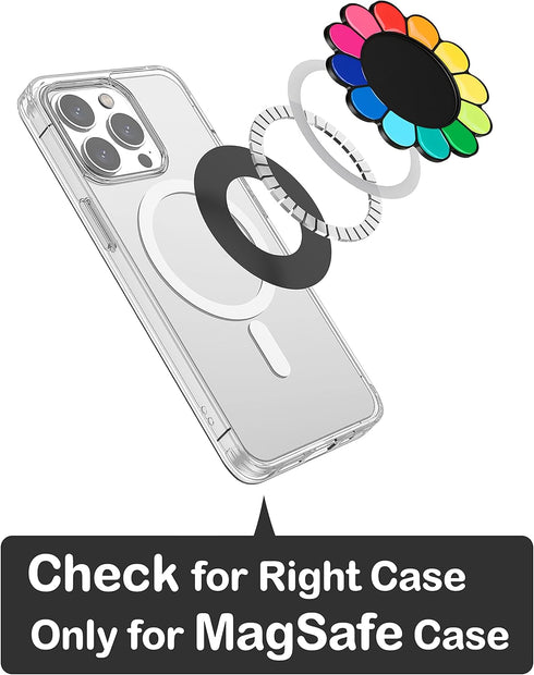 metisinno Magnetic Base Compatible with PopSocket Phone Grips and iPhone MagSafe Cases, Rainbow Multicolor...