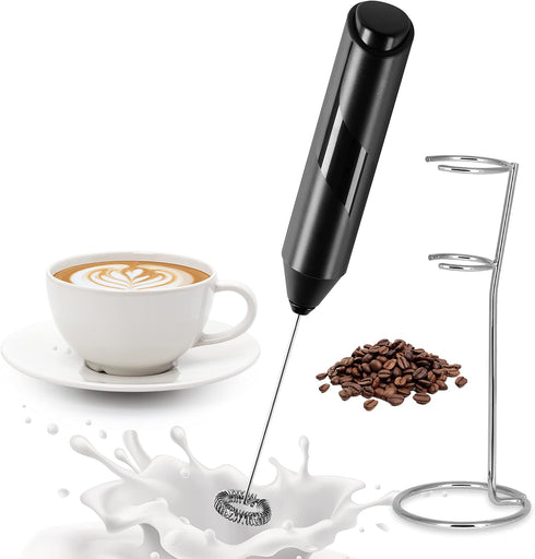 YSSOA Electric Milk Frother Handheld with Stainless Steel Stand Battery Operated Whisk Drink Mixer for Coffee, Frappe, Latte, Matcha, Hot Chocolat...
