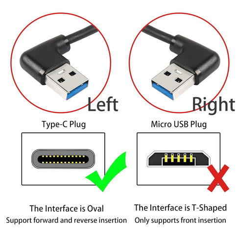 GELRHONR 90 Degree USB Type C Cable, 18W Fast Charging USB A to USB C Cable (Black-Left-0.25M)...