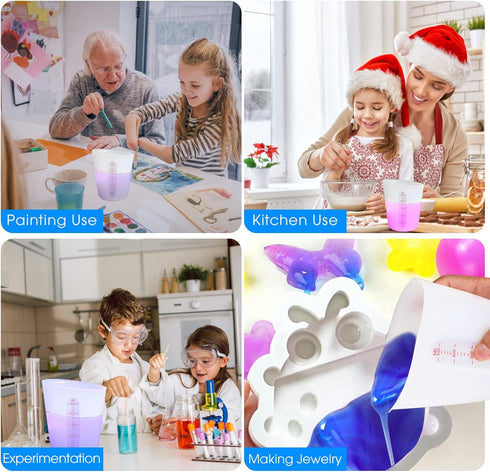 ZUYEE Silicone Measuring Cups (2 Cup + 1 Cup) Flexible Measure Melting Cups for Epoxy Resin Butter, Chocolate Squeeze Pour Baking Cup Dishwasher S...