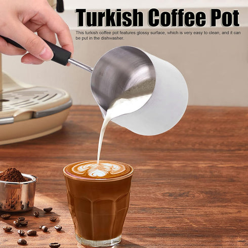 600ml Turkish Coffee Pot,Stainless Steel Milk Pot,Glossy Surface Saucepan Chocolate Melting Pot,High Temperature Resistant Butter Warmer Pot with ...