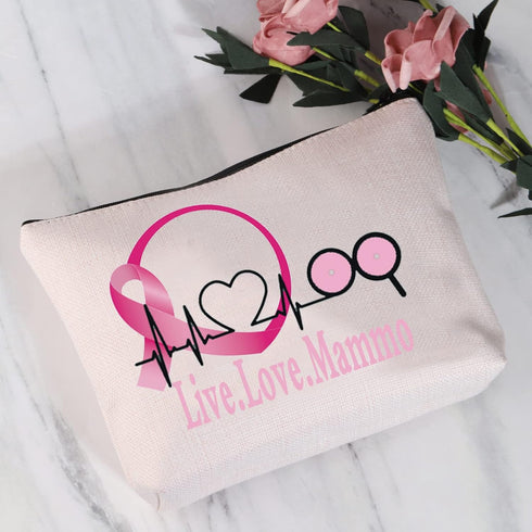 Mammo Cosmetic Bag For Women Live Love Mammo Makeup Bag Mammo Technologist Thank You Gifts Mammo Tech Survival Kit...