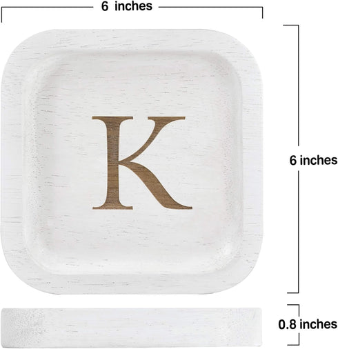 I'm Solid Wood Personalized Initial Letter Jewelry Display Tray Decorative Trinket Dish Gifts For Rings Earrings Necklaces Bracelet Watch Holder (...