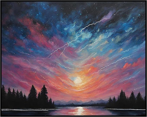 Posterizer 1 pcs- mountains, trees, night sky landscape nature 3-Landscape & Nature Art-Floral Botanical Art- Decor for Home & Office- unframed wa...