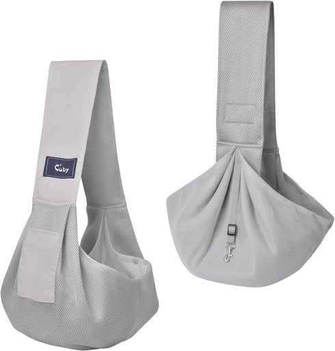 CUBY Dog and Cat Sling Carrier Puppy Breathable Mesh Sling Carrier for Outdoor Travel Dog Carring Carrier for Small Dogs?Grey?...