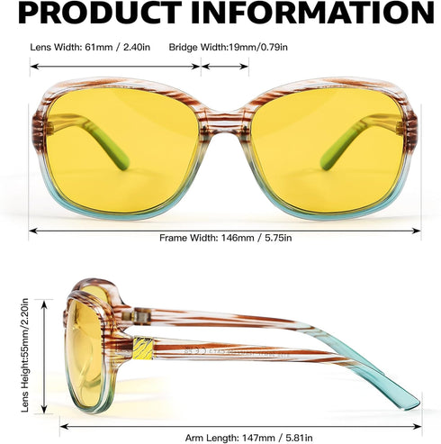 SIPHEW Night Driving Glasses for Women, Anti Glare Polarized Yellow Lens Night Vision Glasses for Nighttime/Rainy/Foggy....