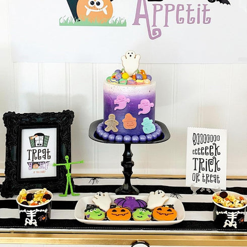 2 Pcs Halloween Silicone Molds Skeleton Pumpkin Ghost Mummy Fondant Mold Decorative Chocolate Candy Baking Molds DIY Baking Tool for Sugar Craft C...