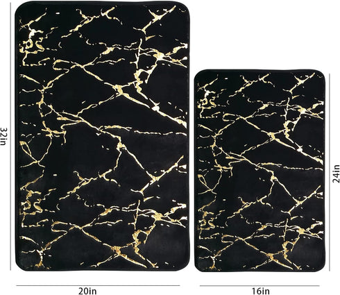 Eanpet Marble Bathroom Rugs Nonslip Black Gold Bathroom Mats Ultra Soft Washable Bath Mats for Bathroom Floor Mats Carpet Water Absorbent Shower R...