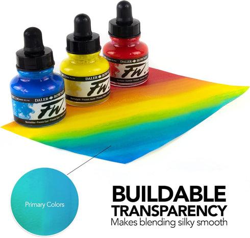 Daler-Rowney FW Acrylic Ink Bottle Cool Grey - Versatile Acrylic Drawing Ink for Artists and Students - Permanent Calligraphy Ink - Archival Ink f...