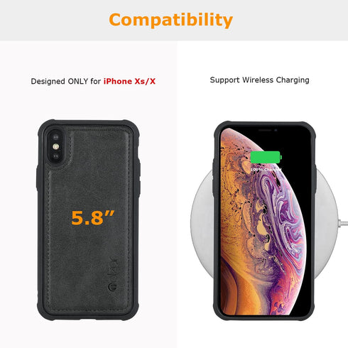molzar MAG Series for iPhone Xs and iPhone X Case, Built-in Metal Plate for Magnetic Mount, Works with Qi-Certified Chargers, Compatible with iPho...