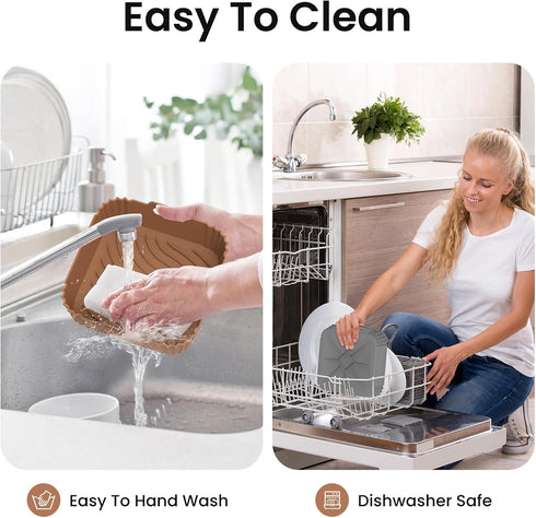 2 Pack Air Fryer Silicone Liners, Square Airfryer Liners, Silicone Air Fryer Liners Reusable for 4-6 QT, Air Fryer Accessories Replacement for Par...