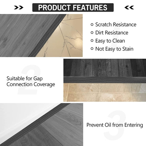5Ft Floor Transition Strip Self Adhesive Vinyl Cover Floor Strip Flat Divider Transition Strip Wood Grain Design for Laminate Floor Gaps and Doorw...