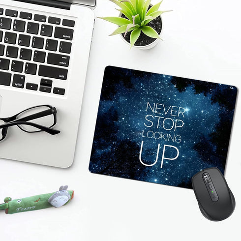 Inspirational Quote Mouse Pad, Never Stop Looking Up Motivational Pad for Men and Women, Square Mousepad with Non-Slip Rubber Base MousePads Offic...