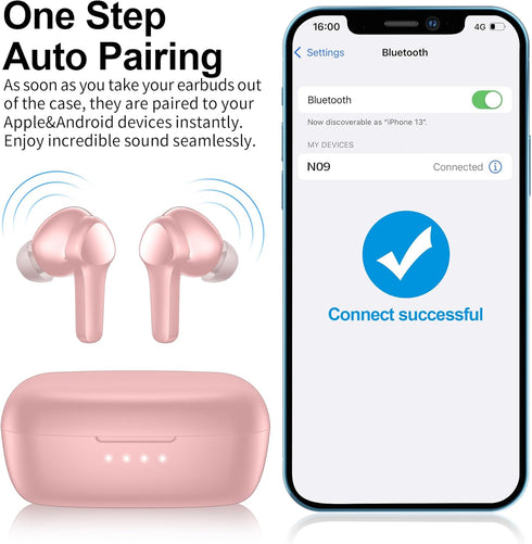 Wireless Earbuds,Bluetooth 5.3 Ear buds Immersive Sound Hi-Fi Stereo IPX8 Waterproof Headsets Premium Deep Bass Headphones with 4 Mics Call Noise ...