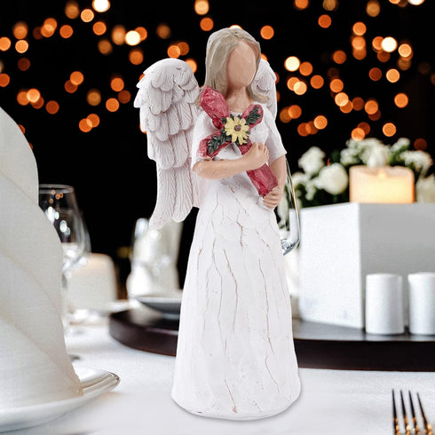Sympathy Angel Figurine, Angel Holding A Cross Collectible Figurine - I Pray That You Grow in Christian Faith All The Days of Your Life - A Gift t...