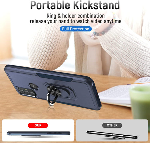 for Moto G Power 2022 Case G Pure Case with Kickstand Armor Magnetic Ring Rugged Protective Military Grade Shockproof Case for G Power 2022 G Pure...