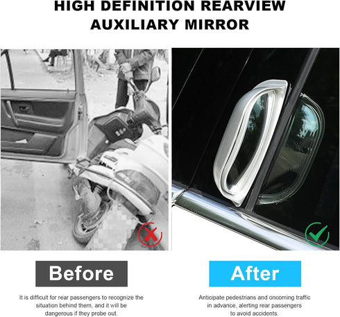 2 PCS Back Passenger Rear View Mirror, Adjustable Wide Angle Blind Spot B-Pillar Mirror, Side View Mirror with Convex Surface, Car Accessories for...