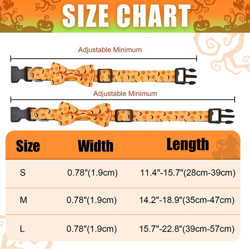 Halloween Dog Collars Middle Orange Dog Bow Tie Collar Adjustable Pumpkin Dog Collar Halloween Theme Dog Bowties with Plastic Buckle Halloween Pet...