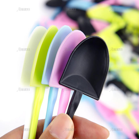 AUEAR, 100 Pack Colorful Mini Shovel Shape Spoons Disposable Plastic Ice Cream Dessert Shovel Spoon...