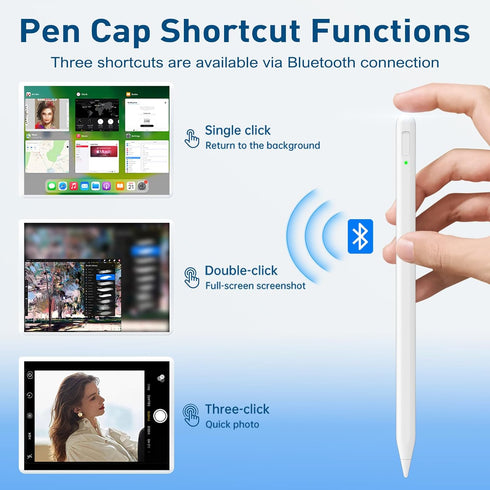 Uogic Stylus Pen with Shortcut Function, Active Pencil for Apple iPad 10th/9th/8th/7th/6th Generation, iPad Pro 11/12.9 inch, iPad Air 5th/4th/3th...