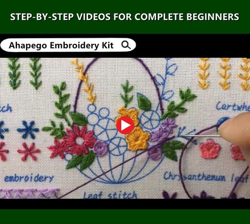 Ahapego Embroidery Kit for Beginners Adults, 3 Sets Hand Embroidery Kit DIY Crafts, Embroidery Stitch Practice Kits with Stamped Pattern, Easy to ...