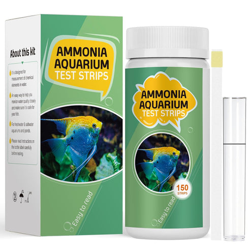 Pawfly Aquarium Ammonia Test Strips, 150 Aquarium Test Strips Accurate Ammonia Test Kit with Test Tube Aquarium Water Test Kit for Fish Tank...