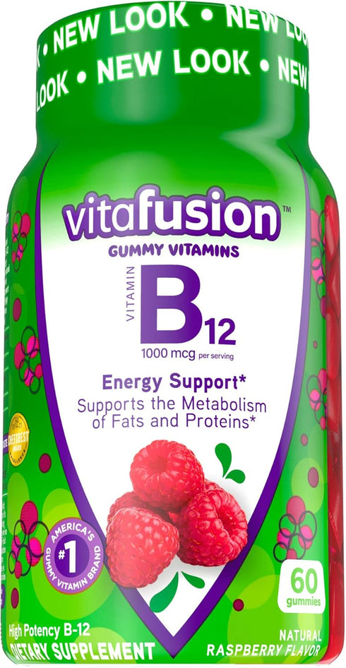 Vitafusion B12 Gummy Vitamins, Delicious Raspberry Flavor, 60ct (30 Day Supply)...