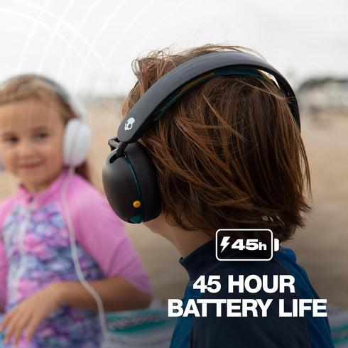 Skullcandy Grom Over-Ear Wireless Headphones for Kids, 45 Hr Battery, Volume-Limiting, Works with iPhone Android and Bluetooth Devices - Black...