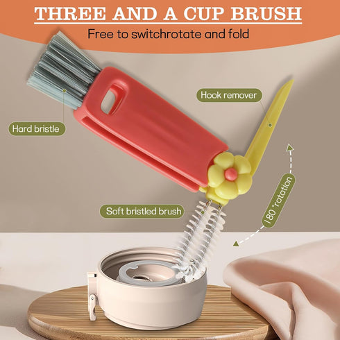 3 in 1 Cup Lid Cleaning Brush Set - Multi-Functional, Efficient and Durable Brushes for Bottle Gap, Tight Spaces Cup and Portable Cup?Lid Cleaner ...