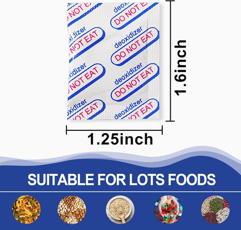 100 Packs 100CC Oxygen Absorbers (10 Packs of 10), Food Grade Oxygen Absorbers for Long Term Food Storage in Vacuum Bag, Applicable to Mason Jars,...