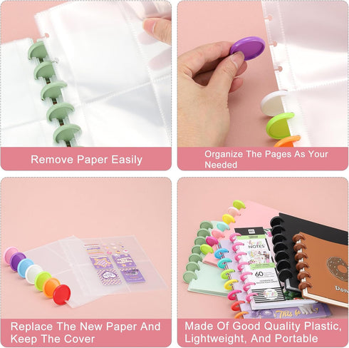 PATIKIL 35mm 1-1/2" Orange Plastic Round Book Binding Discs, 22 Pcs Discbound Expansion Discs Plating Round Binder Rings for DIY Notebook Planner...