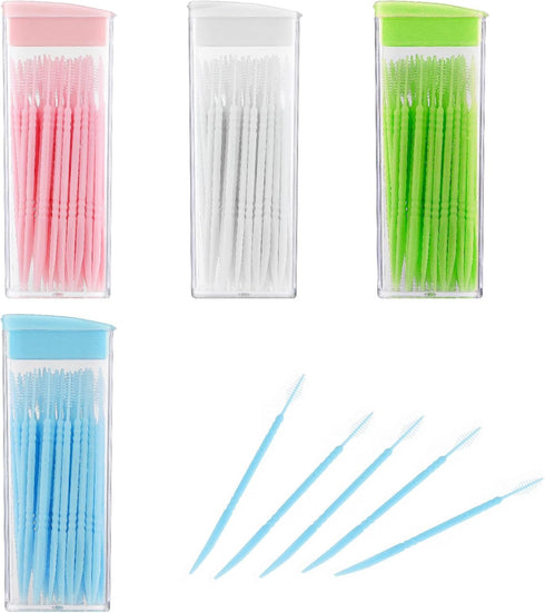 200Pcs Double Head 50pcs/Box Plastic Toothpick Double-Head Dental Toothpicks, Dental Floss Interdental Toothpick Brush Teeth Stick...