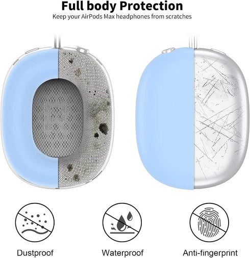 3 in 1 Silicone Case Cover Compatible with Apple Airpods Max Headphones, Anti-Scratch Ear Pad Case Cover Ear Cups Cover and Headband Cover Compati...