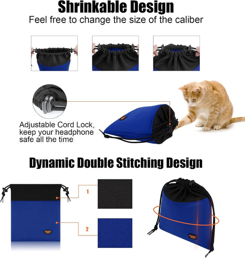 Desing Wish Lightweight Headphone Storage Bag, Portable Headset Carrying Pouch Headphone Case Bag Soft Travel Pouch for Over-Ear Headphones/Gaming...