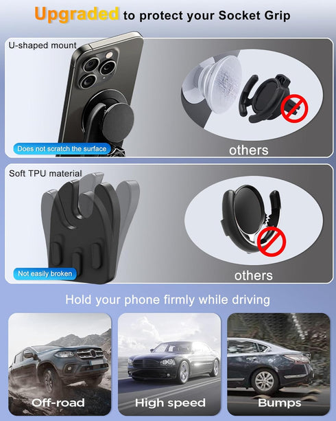 Car Mount for Pop Socket, Dashboard Windshield Car Phone Holder Compatible with Popsocket, Powerful Suction Cup Car Phone Mount Fits All Smartphon...