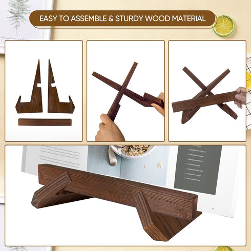 Cookbook Stand, Stylish Recipe Book Holder, Wooden Cookbook Holder, Multifunctional Photo Picture Frame Display Stand Cook Book Holder Stand for H...