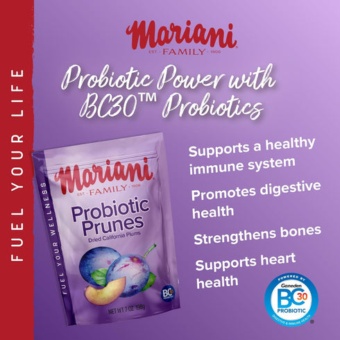 Mariani Probiotic Prunes Pitted Unsweetened, 7oz Bulk Dried Fruits No Sugar Added, Supports Healthy Bones, Immune and Digestive Health...