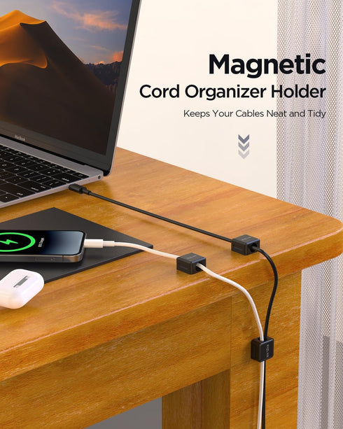 Magnetic Cord Organizer Holder,EIZLXQ 8 Pack Under Desk Cable Management,Adhesive Magnetic Cable Clips for Home Office Desk Phone Car Desktop Nigh...