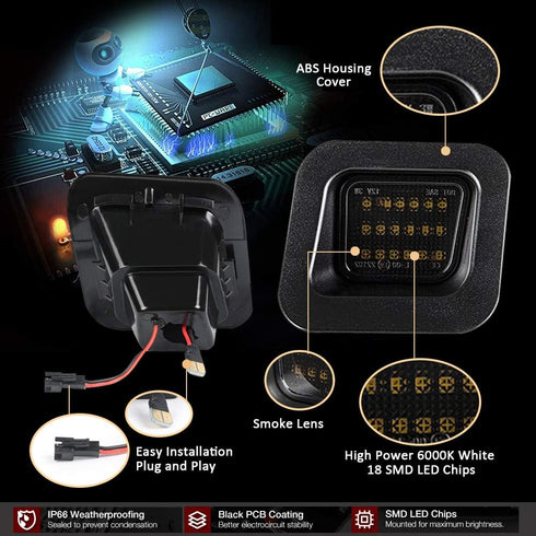 D-Lumina LED License Plate Lights Assembly Smoke Lens Compatible with 2003-2018 Dodge Ram 1500 2500 3500 Pickup Truck, 6000K Diamond White 2-Piece...