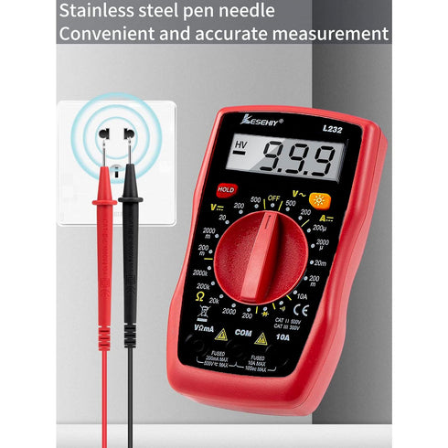 Digital Multimeter, Lesehiy Voltage Tester with AC DC Voltmeter & Ohm Volt Amp Tester, Multifunction Battery Tester, Pocket Meter with Backlight T...