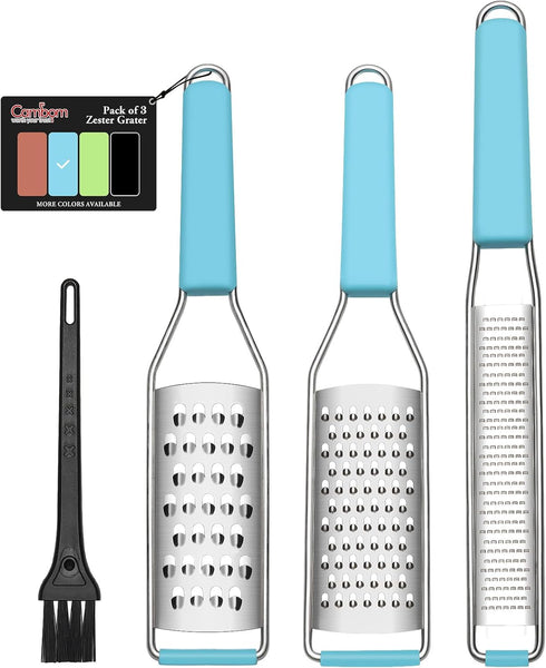 Cambom Lemon Zester Grater Three-piece Suit - Heavy Duty Kitchen Tool for Parmesan Cheese, Ginger, Garlic, Nutmeg, Chocolate, Vegetables?Fruits?St...