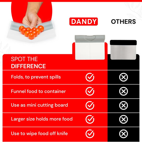 DANDY ScooperDuper - Multi-Purpose Folding Food Mover, Bench Scraper, Dough Scraper, Food Scraper Tool, User-Friendly Kitchen Gadget for Cutting B...