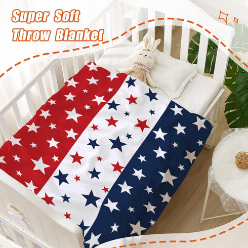 YeeJu Patriotic Throw Blanket for Baby Small 4th of July Memorial Day Fourth of July Blanket for Toddler Swaddle Soft Fleece Blanket Red White Blu...