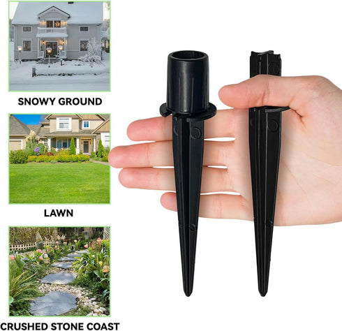 10 Pack Metal Replacement Stakes for Solar Lights Outdoor, 0.78" x 5.35" Solar Pathway Lights Spike Replacer, Outdoor Ground Stakes for Garden Lig...
